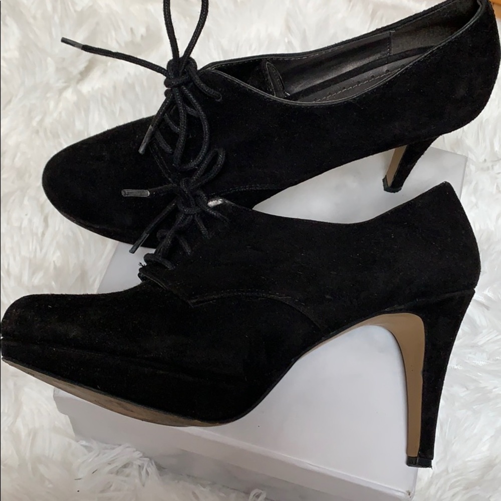 Black suede lace booties